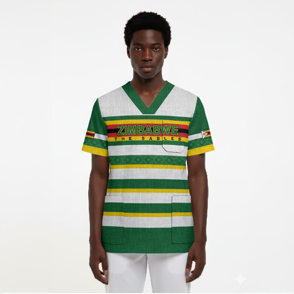 Zimbabwe Rugby Custom Scrub Top Sables National Pride