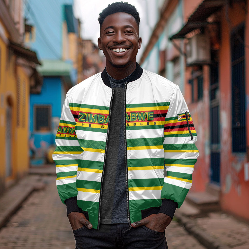 Zimbabwe Rugby Custom Sleeve Zip Bomber Jacket Sables National Pride