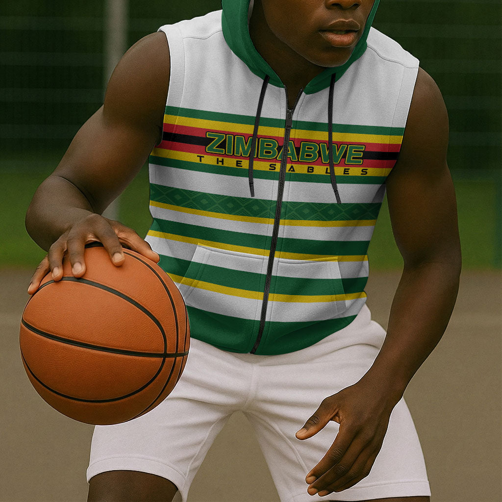 Zimbabwe Rugby Custom Sleeveless Zip Hoodie Sables National Pride