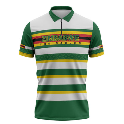 Zimbabwe Rugby Custom Zipper Polo Shirt Sables National Pride