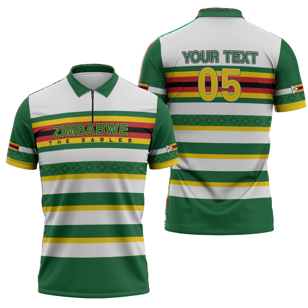 Zimbabwe Rugby Custom Zipper Polo Shirt Sables National Pride