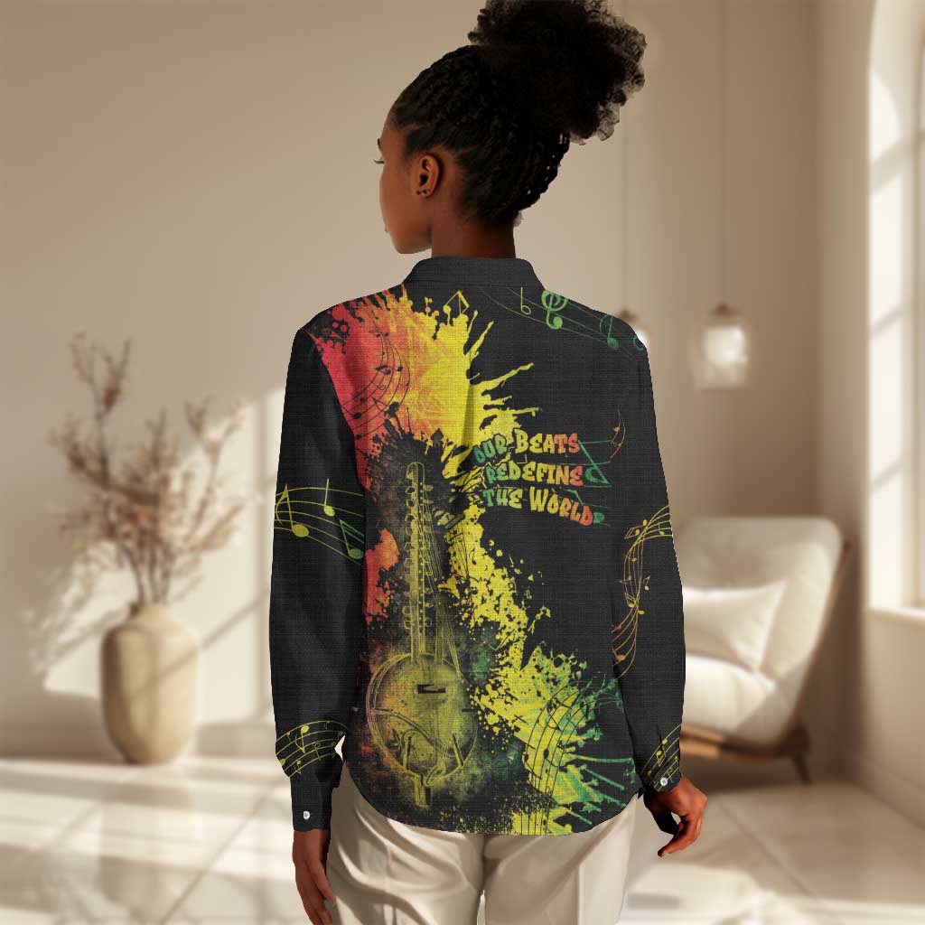 Afro Music Pride Women Casual Shirt From Our Roots The World Finds Rhythm - African Pride