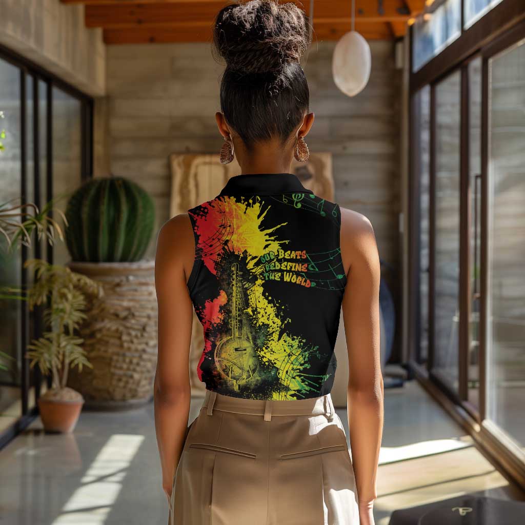 Afro Music Pride Women Sleeveless Polo Shirt From Our Roots The World Finds Rhythm - African Pride
