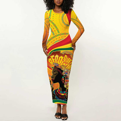 Afro Latina Queen Long Sleeve Bodycon Dress The Beauty Of Black Women - African Pride