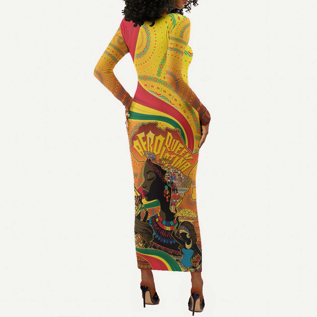 Afro Latina Queen Long Sleeve Bodycon Dress The Beauty Of Black Women - African Pride
