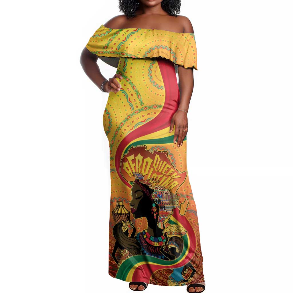 Afro Latina Queen Off Shoulder Maxi Dress The Beauty Of Black Women - African Pride