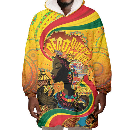 Afro Latina Queen Wearable Blanket Hoodie The Beauty Of Black Women - African Pride