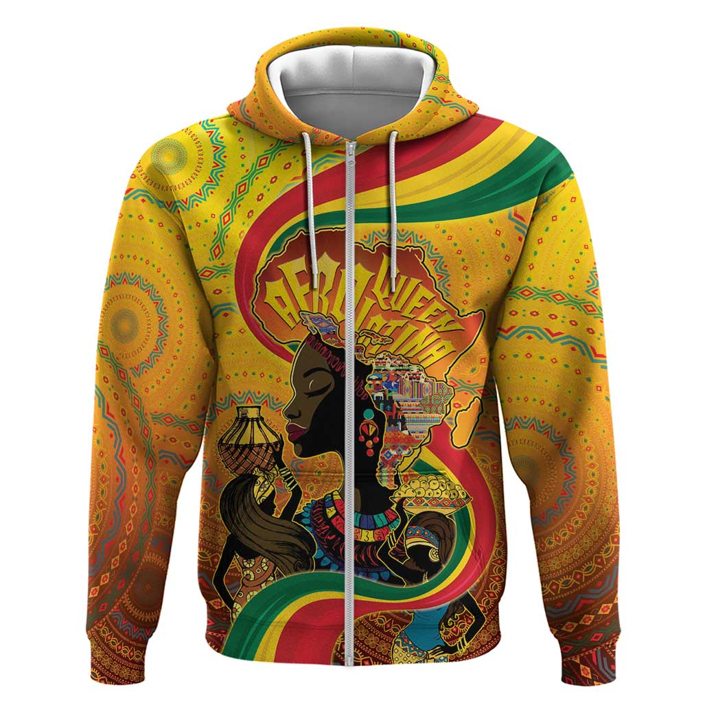 Afro Latina Queen Zip Hoodie The Beauty Of Black Women - African Pride