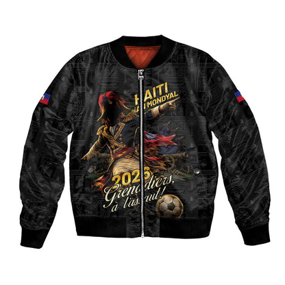 Custom Haiti Football 2026 Bomber Jacket Haiti Nan Mondyal