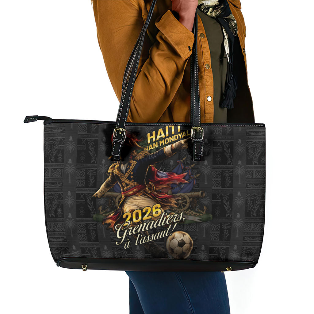 Haiti Football 2026 Leather Tote Bag Haiti Nan Mondyal