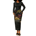 Custom Haiti Football 2026 Long Sleeve Bodycon Dress Haiti Nan Mondyal
