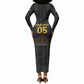 Custom Haiti Football 2026 Long Sleeve Bodycon Dress Haiti Nan Mondyal