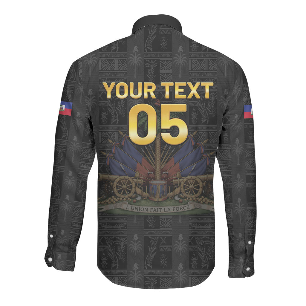 Custom Haiti Football 2026 Long Sleeve Button Shirt Haiti Nan Mondyal