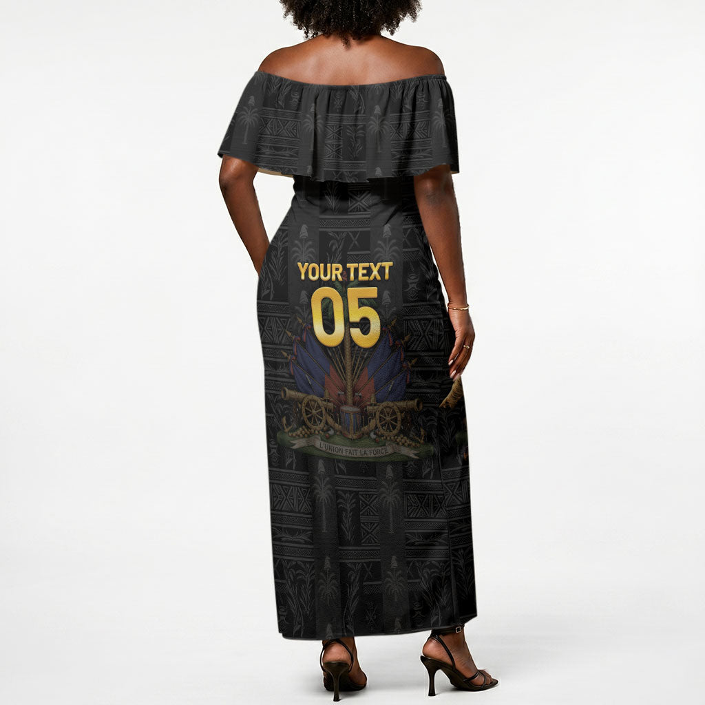 Custom Haiti Football 2026 Off Shoulder Maxi Dress Haiti Nan Mondyal