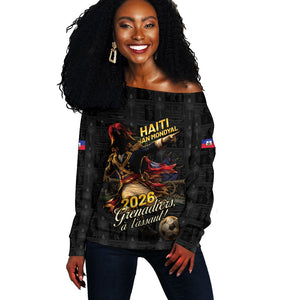 Custom Haiti Football 2026 Off Shoulder Sweater Haiti Nan Mondyal