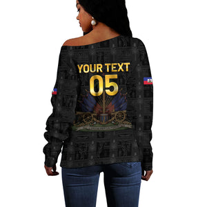 Custom Haiti Football 2026 Off Shoulder Sweater Haiti Nan Mondyal