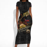 Custom Haiti Football 2026 Short Sleeve Bodycon Dress Haiti Nan Mondyal