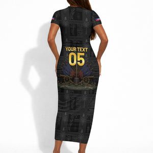 Custom Haiti Football 2026 Short Sleeve Bodycon Dress Haiti Nan Mondyal