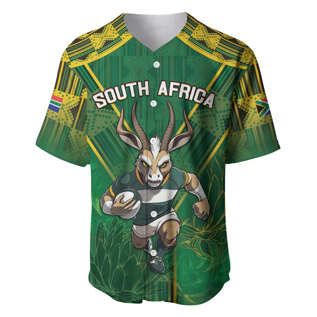 Custom South Africa Rugby 2024 Baseball Jersey Go Bokke African Pattern