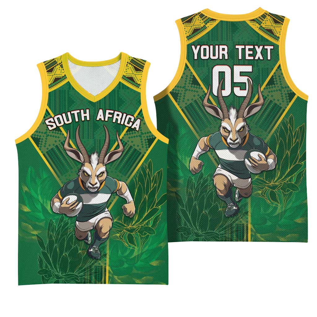 Custom South Africa Rugby 2024 Basketball Jersey Go Bokke African Pattern LT05