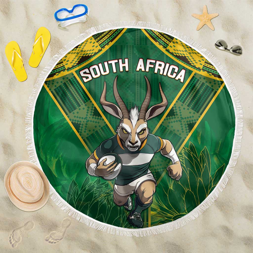 South Africa Rugby 2024 Beach Blanket Go Bokke African Pattern