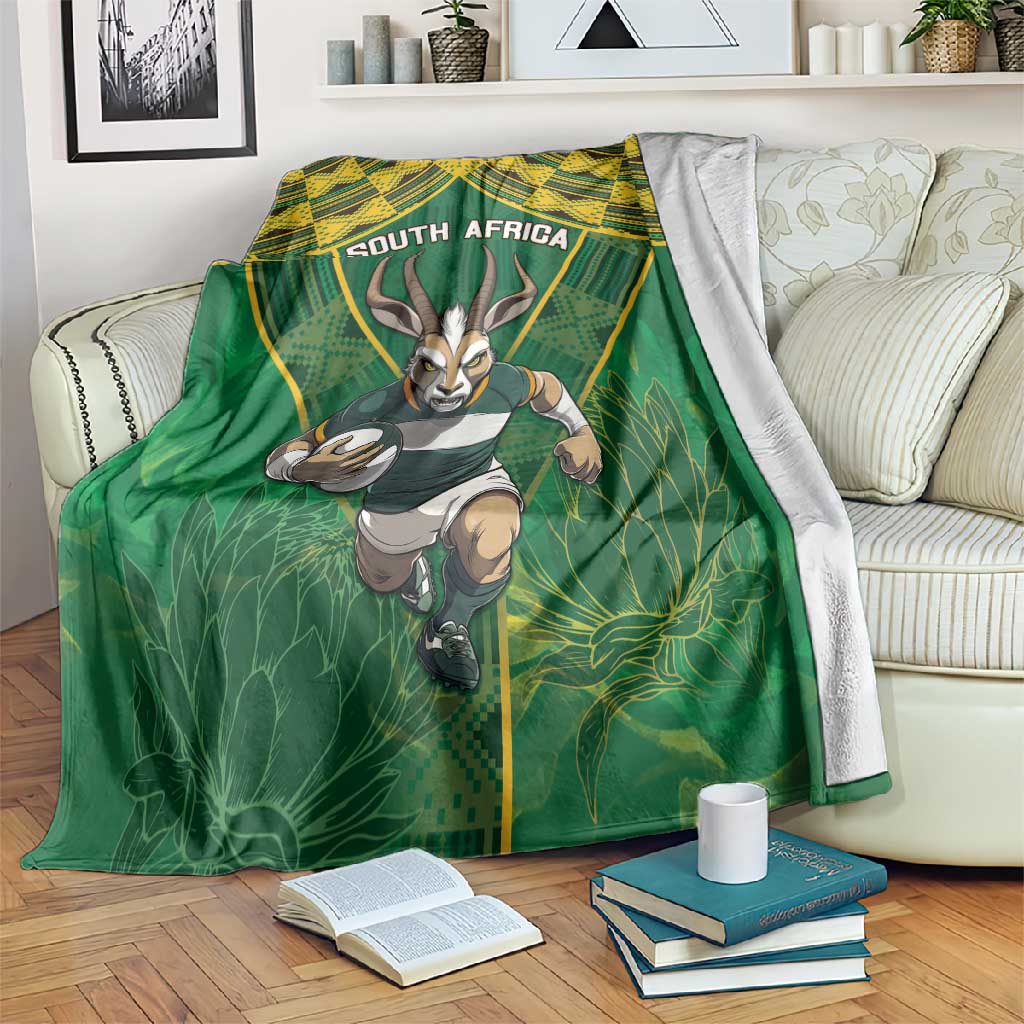 South Africa Rugby 2024 Blanket Go Bokke African Pattern