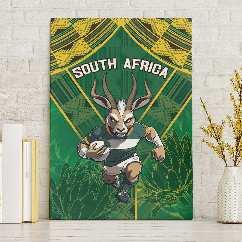 South Africa Rugby 2024 Canvas Wall Art Go Bokke African Pattern