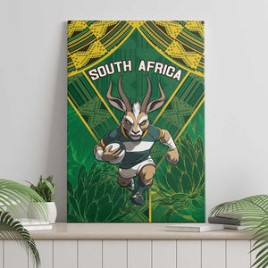 South Africa Rugby 2024 Canvas Wall Art Go Bokke African Pattern