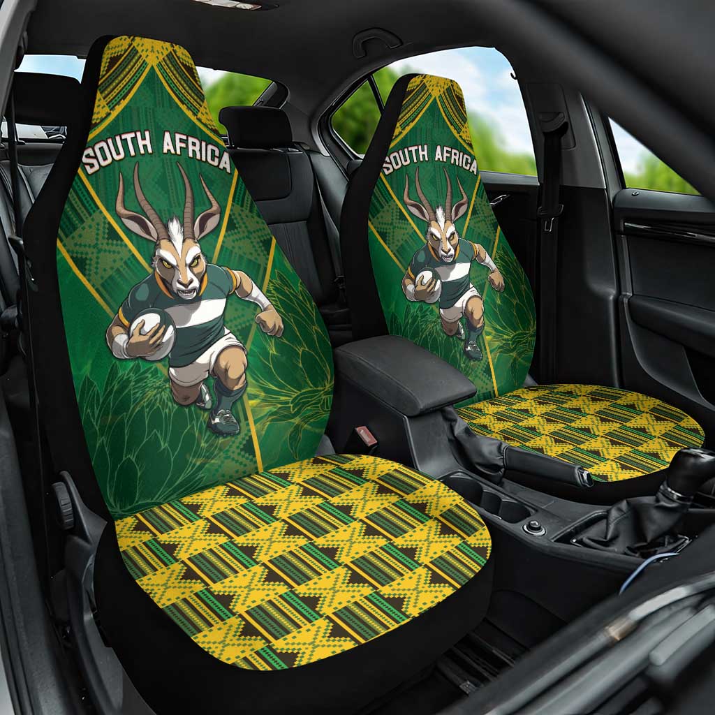 South Africa Rugby 2024 Car Seat Cover Go Bokke African Pattern