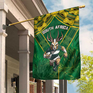 South Africa Rugby 2024 Garden Flag Go Bokke African Pattern