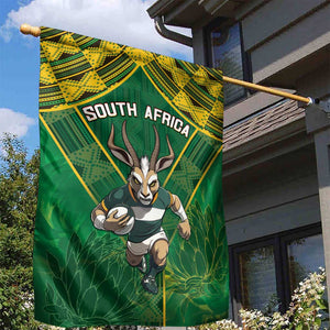 South Africa Rugby 2024 Garden Flag Go Bokke African Pattern