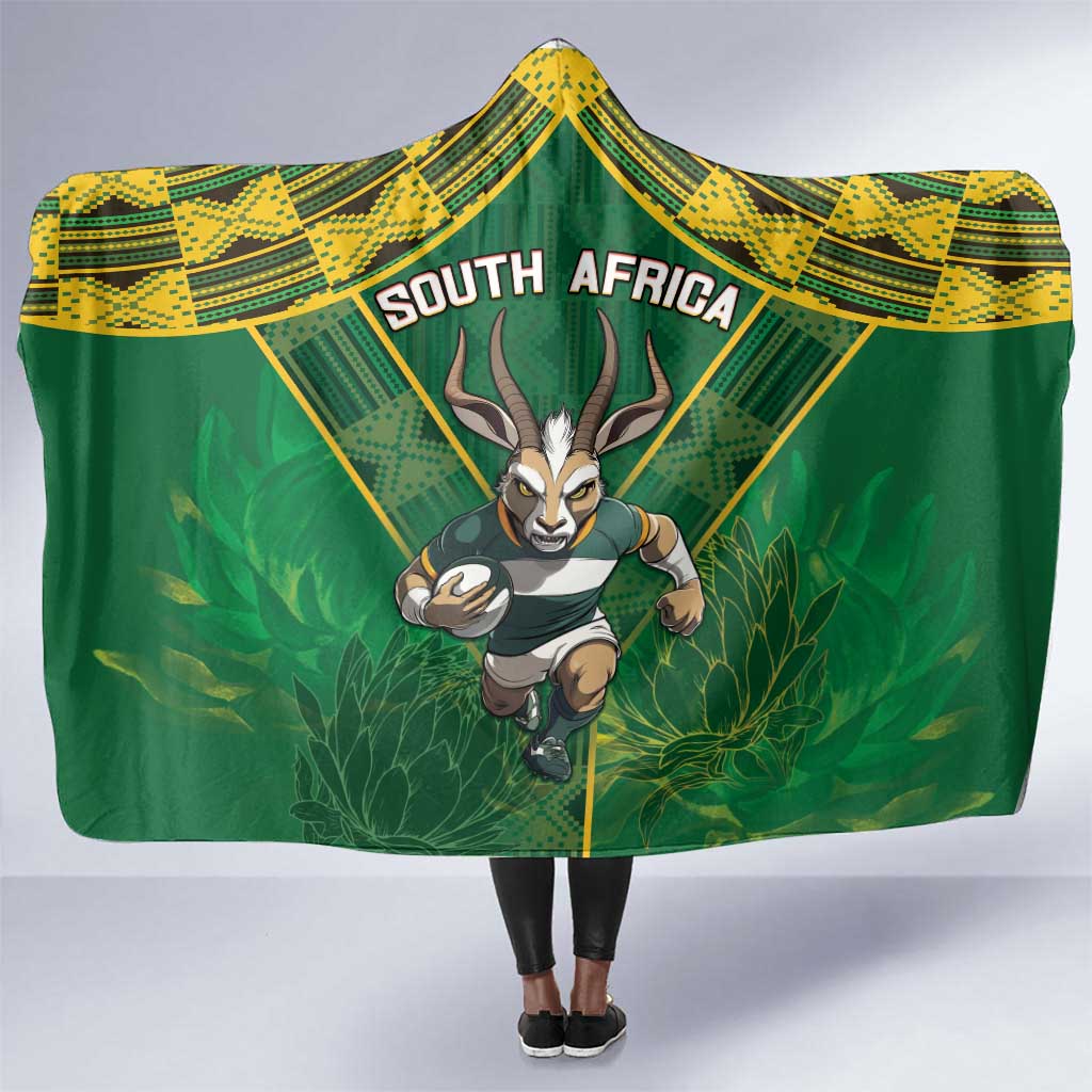 South Africa Rugby 2024 Hooded Blanket Go Bokke African Pattern