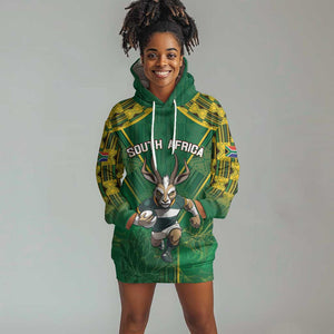 Custom South Africa Rugby 2024 Hoodie Dress Go Bokke African Pattern