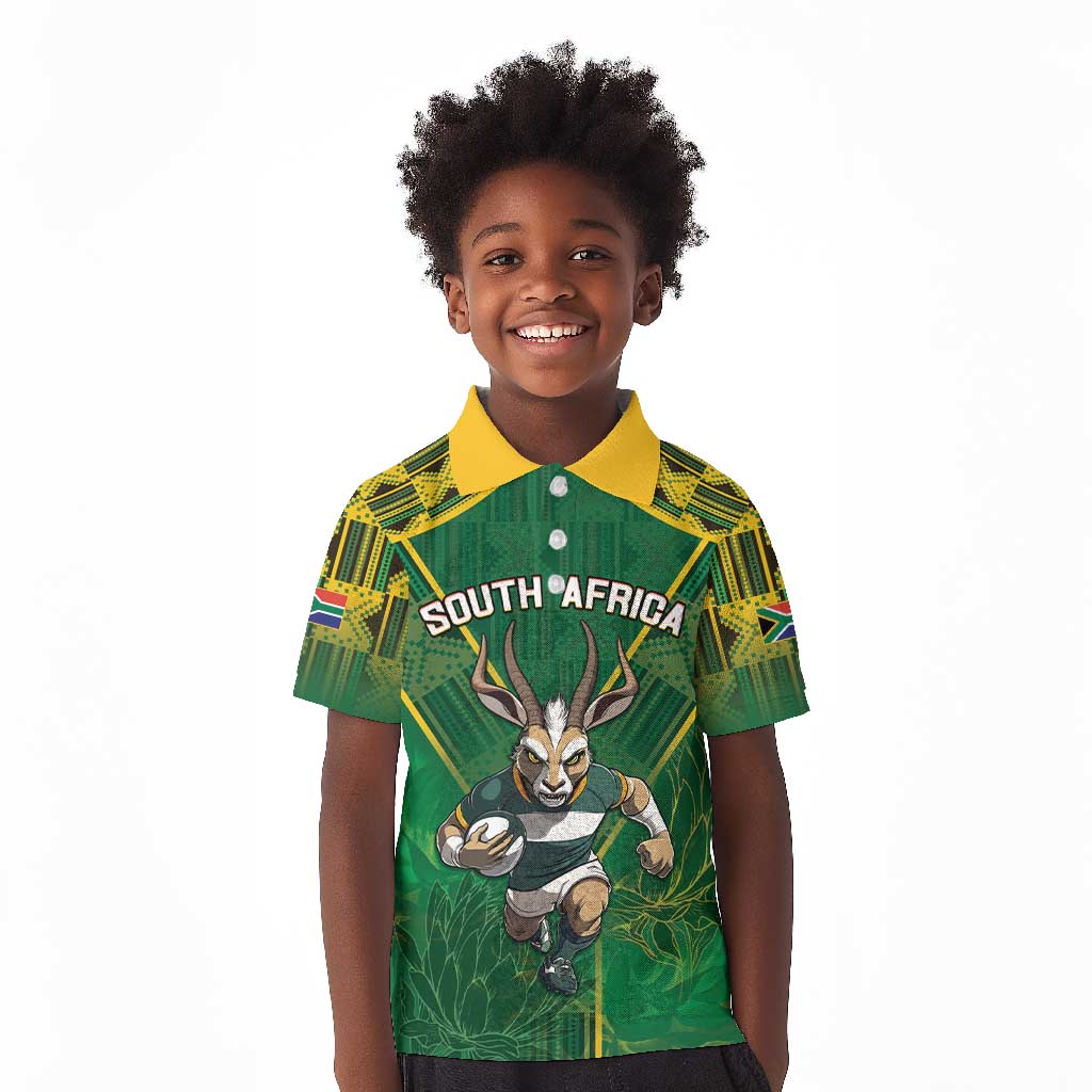 Custom South Africa Rugby 2024 Kid Polo Shirt Go Bokke African Pattern