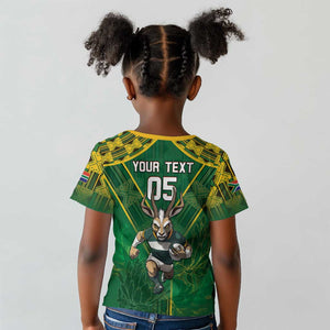 Custom South Africa Rugby 2024 Kid T shirt Go Bokke African Pattern