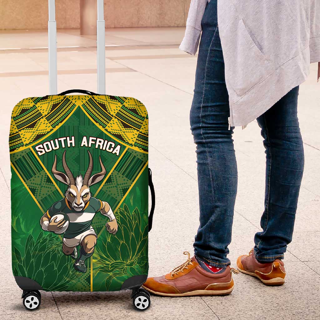 South Africa Rugby 2024 Luggage Cover Go Bokke African Pattern