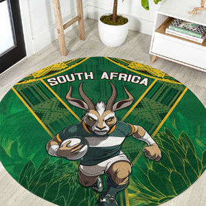 South Africa Rugby 2024 Round Carpet Go Bokke African Pattern