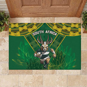 South Africa Rugby 2024 Rubber Doormat Go Bokke African Pattern