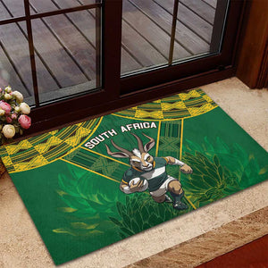 South Africa Rugby 2024 Rubber Doormat Go Bokke African Pattern