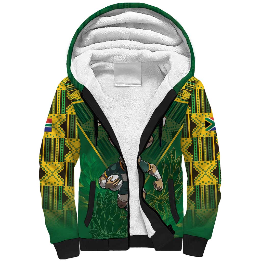 Custom South Africa Rugby 2024 Sherpa Hoodie Go Bokke African Pattern