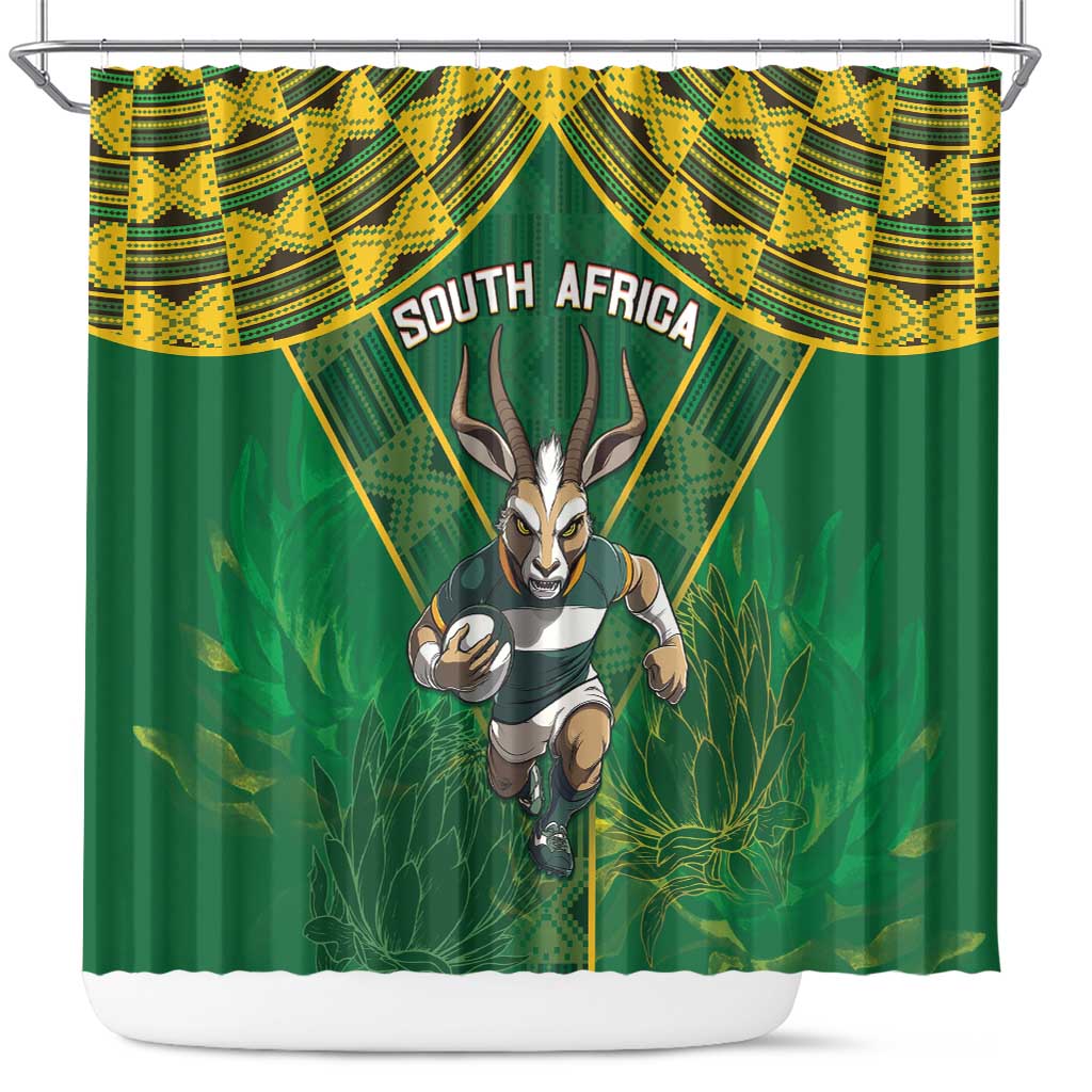 South Africa Rugby 2024 Shower Curtain Go Bokke African Pattern