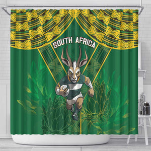 South Africa Rugby 2024 Shower Curtain Go Bokke African Pattern