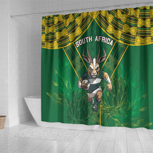 South Africa Rugby 2024 Shower Curtain Go Bokke African Pattern