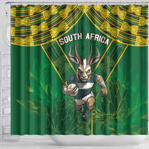 South Africa Rugby 2024 Shower Curtain Go Bokke African Pattern