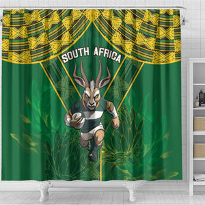 South Africa Rugby 2024 Shower Curtain Go Bokke African Pattern