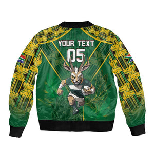 Custom South Africa Rugby 2024 Sleeve Zip Bomber Jacket Go Bokke African Pattern