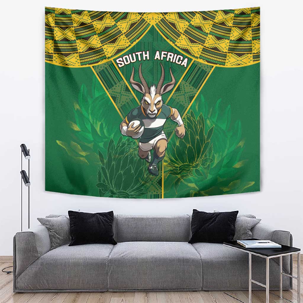 South Africa Rugby 2024 Tapestry Go Bokke African Pattern