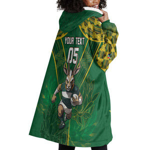 Custom South Africa Rugby 2024 Wearable Blanket Hoodie Go Bokke African Pattern