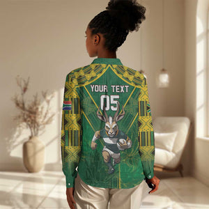 Custom South Africa Rugby 2024 Women Casual Shirt Go Bokke African Pattern