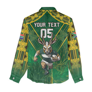 Custom South Africa Rugby 2024 Women Casual Shirt Go Bokke African Pattern